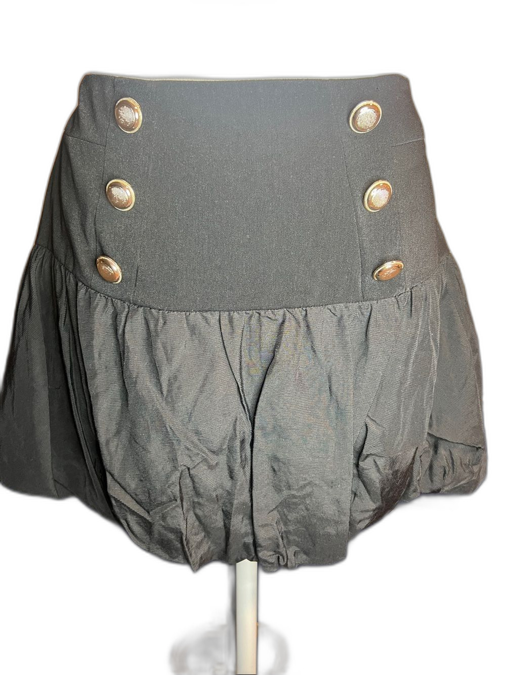Zara High-Waisted Mini Balloon Skirt Gold Button Accents US M EU M
